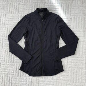 black define zip-up hooded track jacket sweater